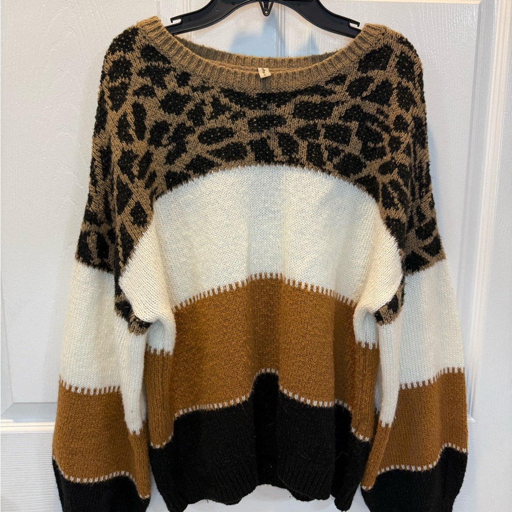 ePretty Leopard Patterned Color Block Sweater - Picture 5 of 10